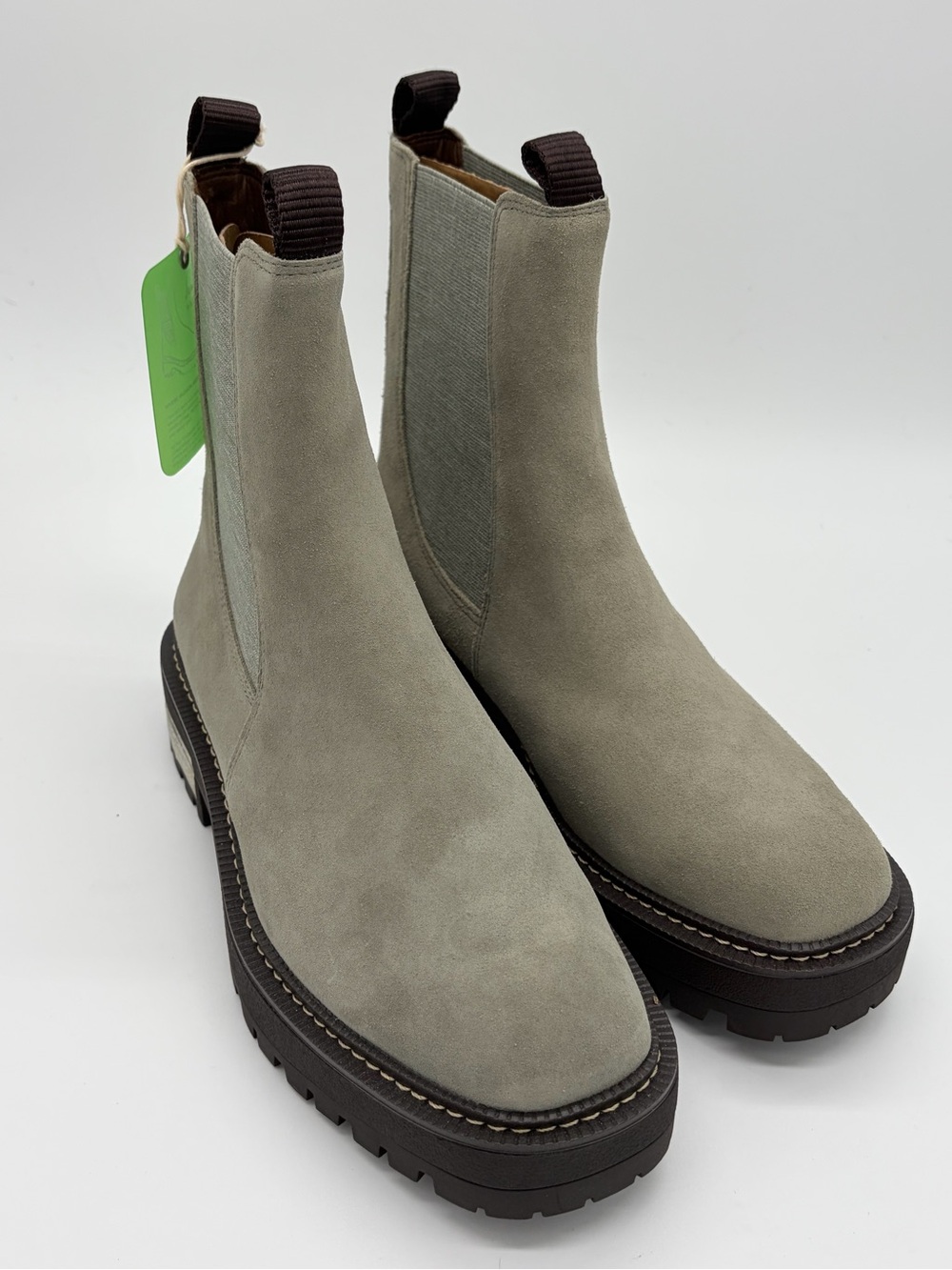 Sam Edelman Suede Chelsea Lug Boots - Taupe Gray
